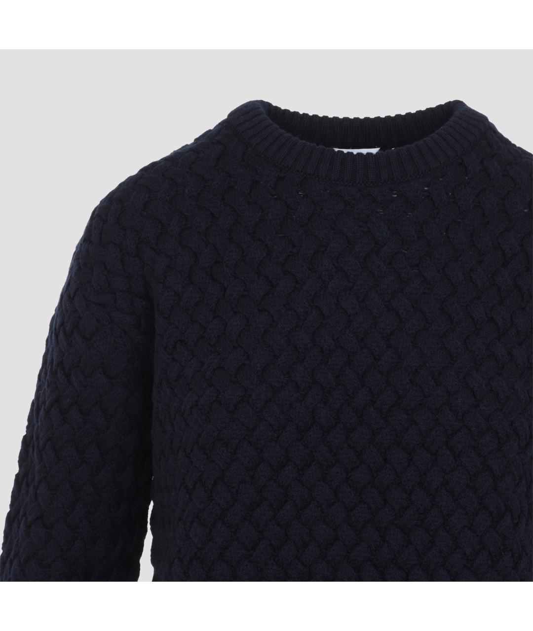 BOTTEGA VENETA Темно-синий шерстяной джемпер / свитер, фото 3