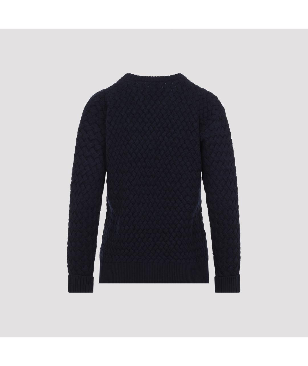 BOTTEGA VENETA Темно-синий шерстяной джемпер / свитер, фото 2