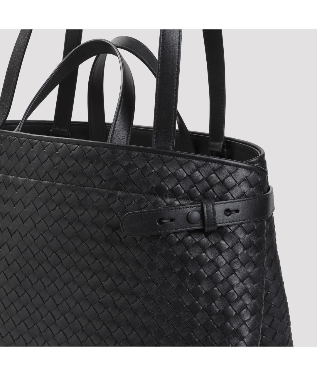 BOTTEGA VENETA Черная кожаная сумка тоут, фото 3