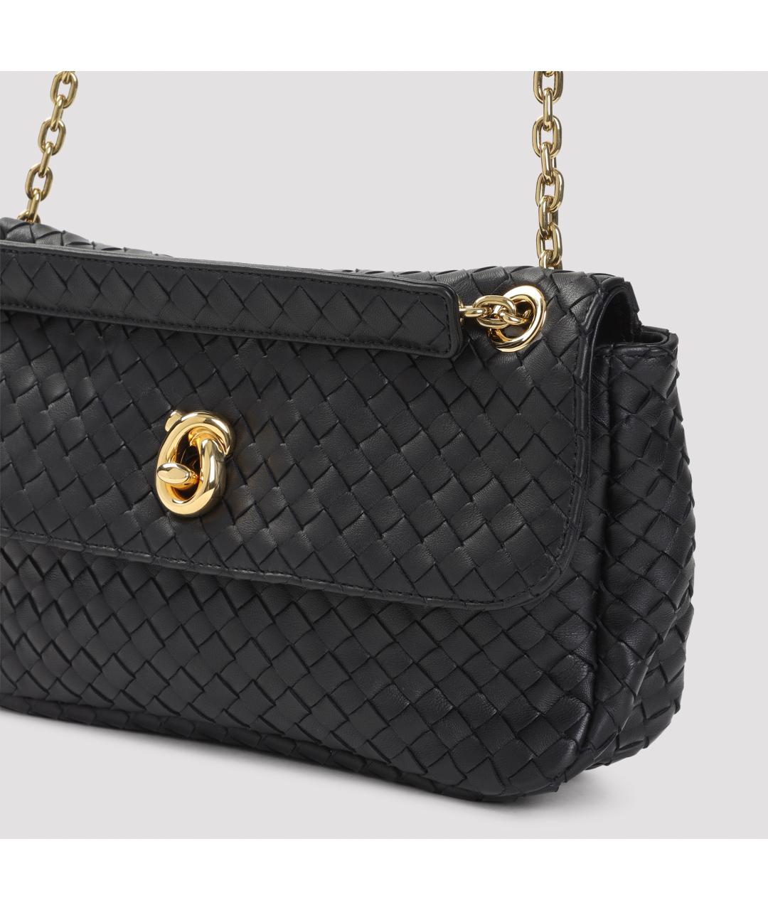 BOTTEGA VENETA Черная кожаная сумка через плечо, фото 3