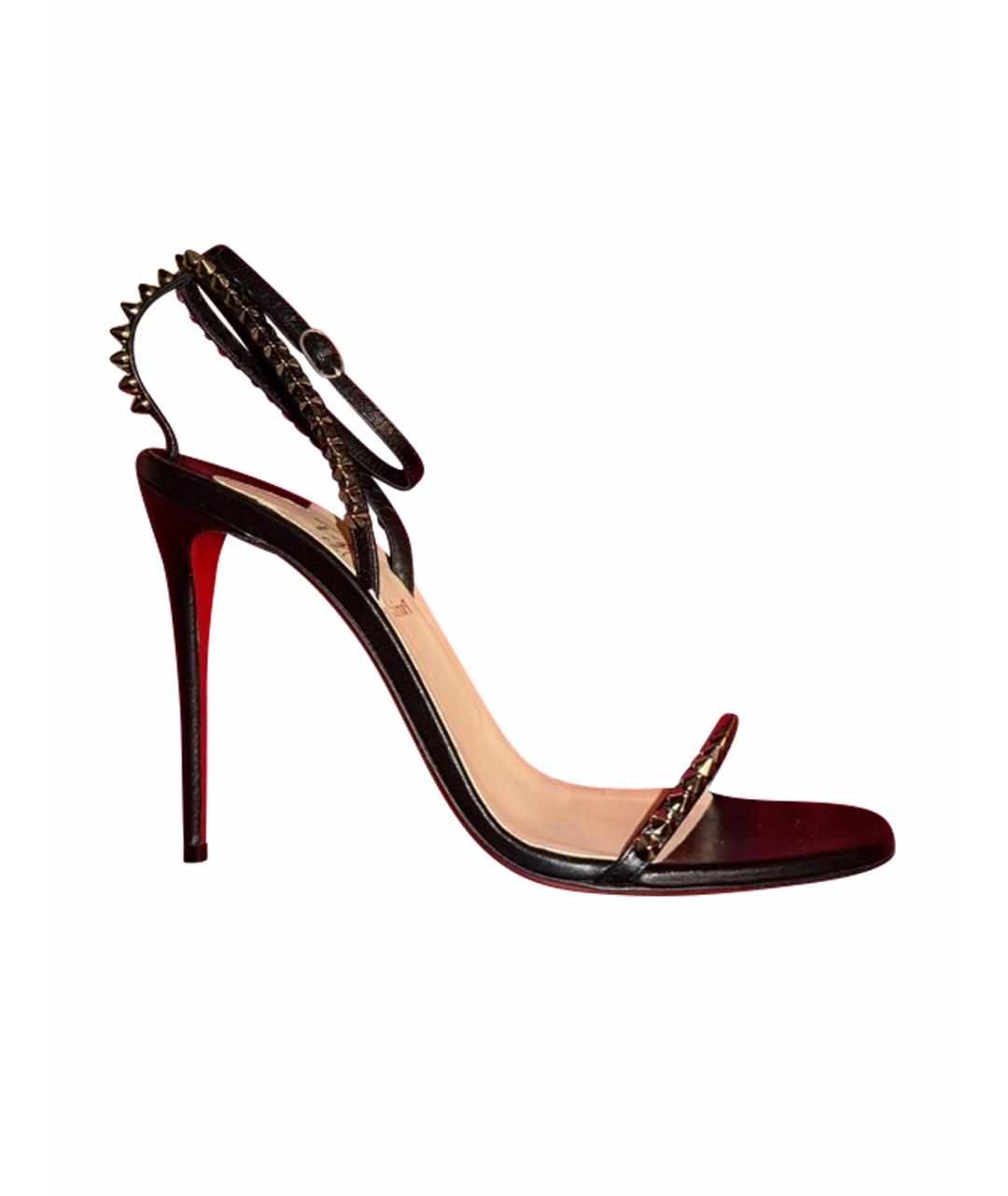 CHRISTIAN LOUBOUTIN Черные кожаные босоножки, фото 6