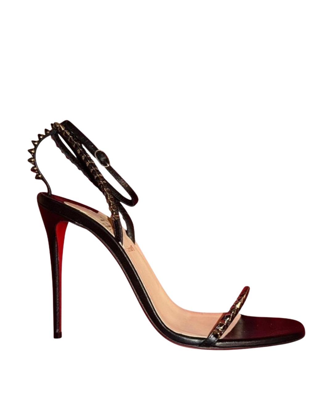CHRISTIAN LOUBOUTIN Черные кожаные босоножки, фото 1