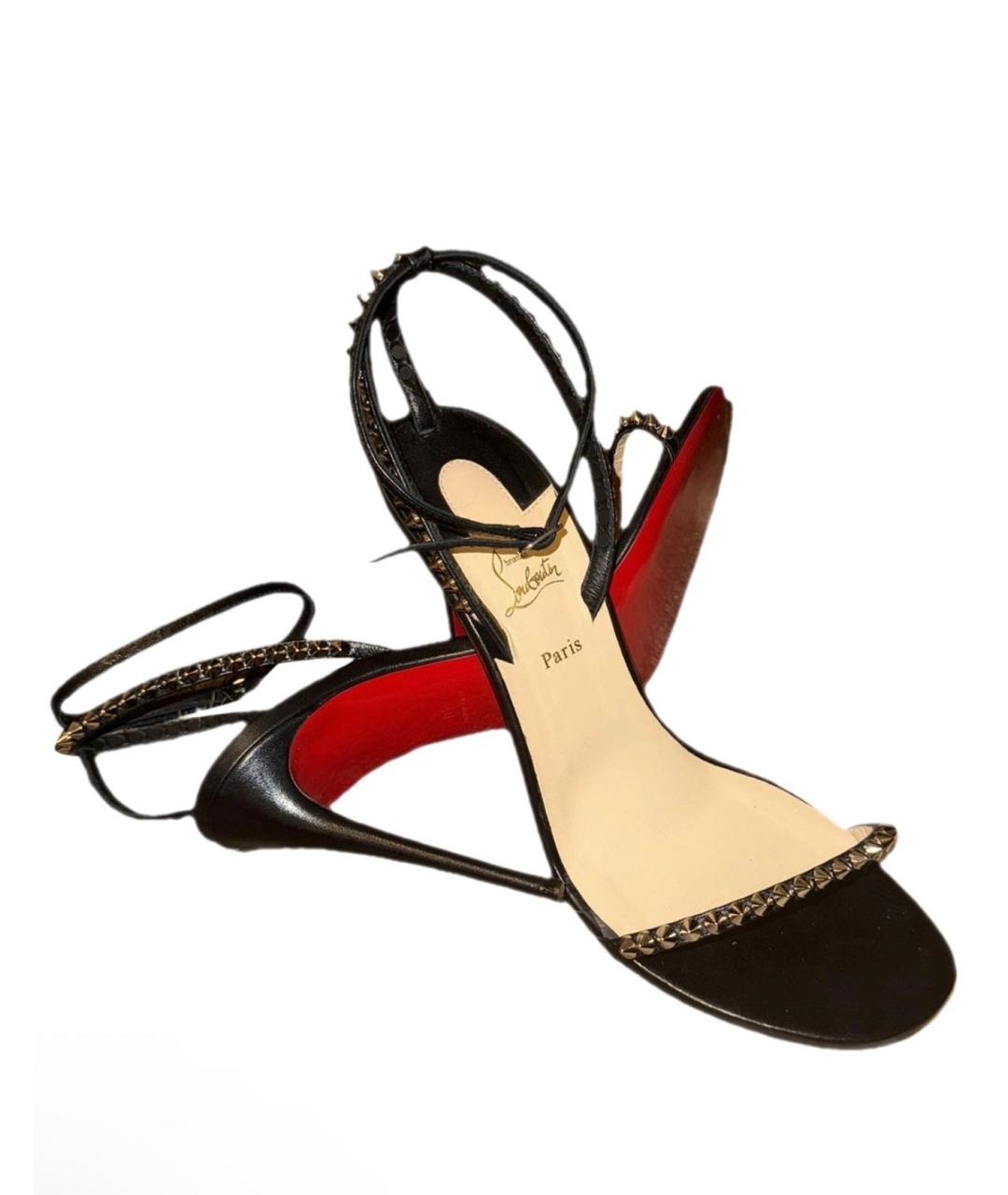 CHRISTIAN LOUBOUTIN Черные кожаные босоножки, фото 2