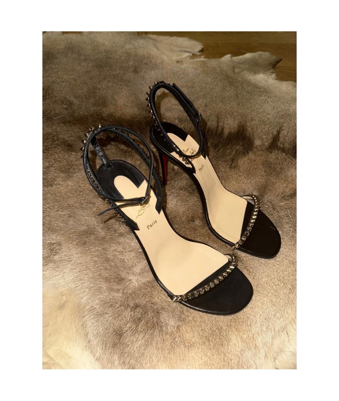 CHRISTIAN LOUBOUTIN Черные кожаные босоножки, фото 3