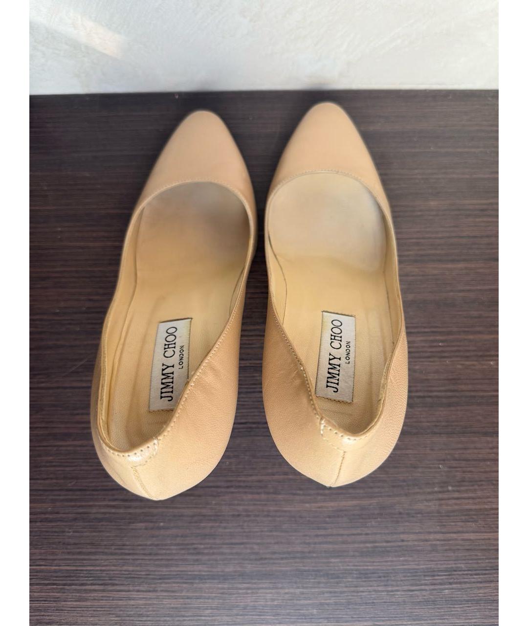 JIMMY CHOO Бежевые кожаные туфли, фото 3