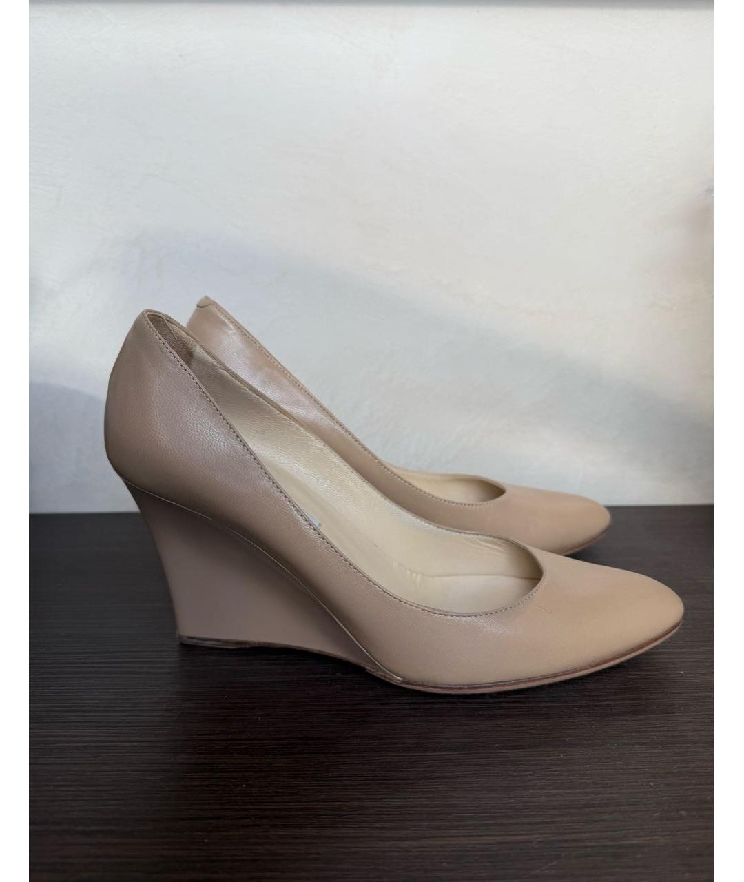 JIMMY CHOO Бежевые кожаные туфли, фото 5
