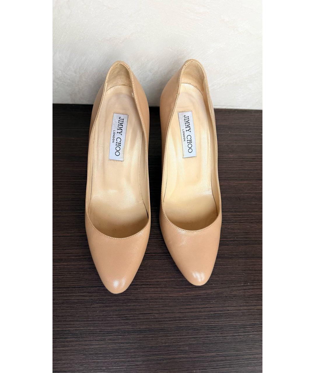 JIMMY CHOO Бежевые кожаные туфли, фото 2