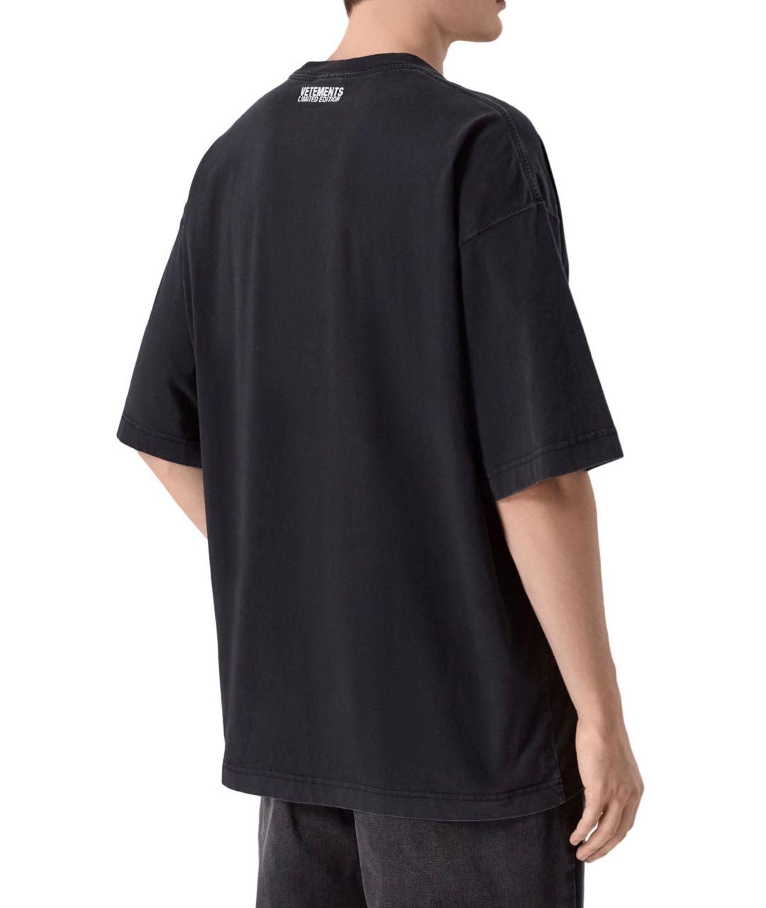 VETEMENTS Черная хлопковая футболка, фото 2