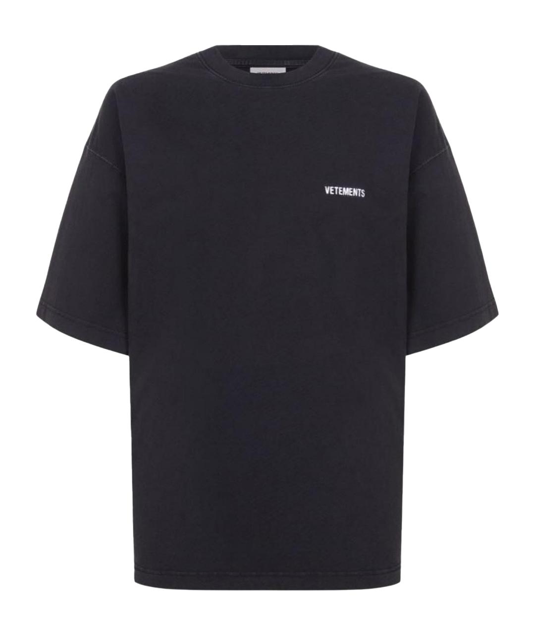 VETEMENTS Черная хлопковая футболка, фото 1