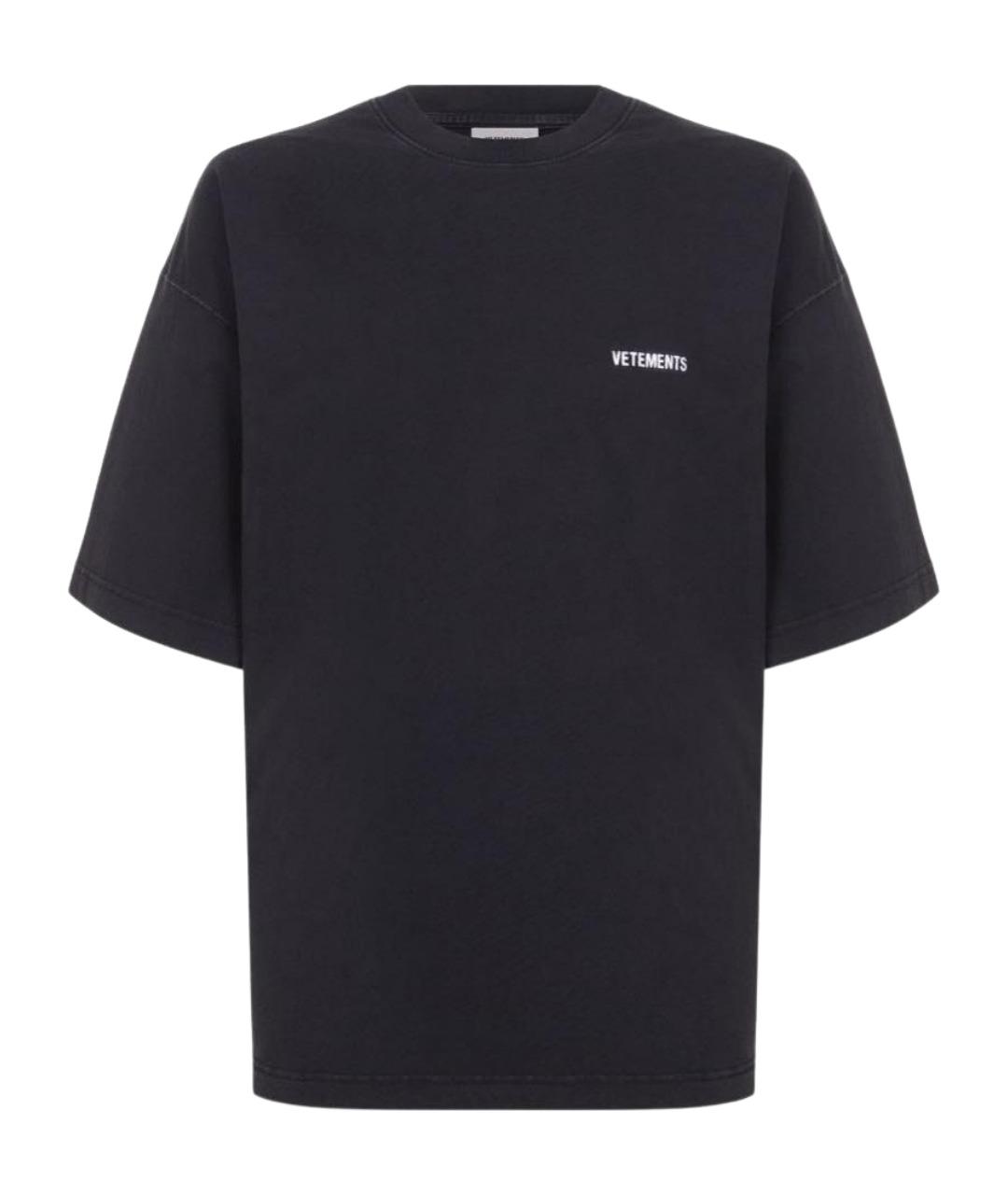 VETEMENTS Черная хлопковая футболка, фото 7