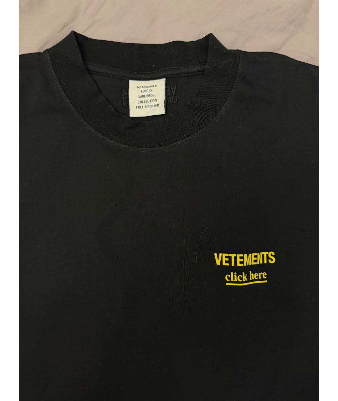 VETEMENTS Черная хлопковая футболка, фото 2