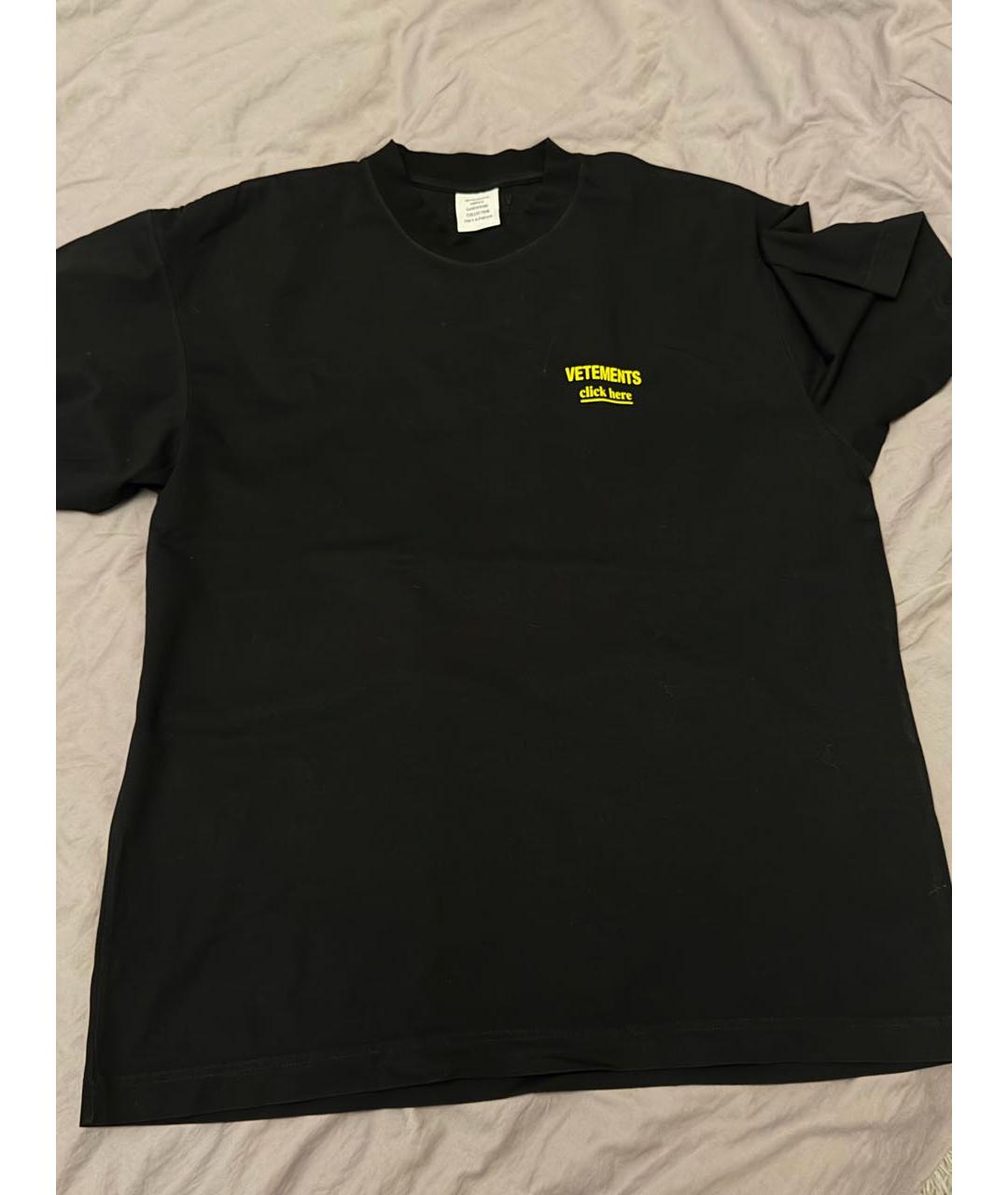VETEMENTS Черная хлопковая футболка, фото 5