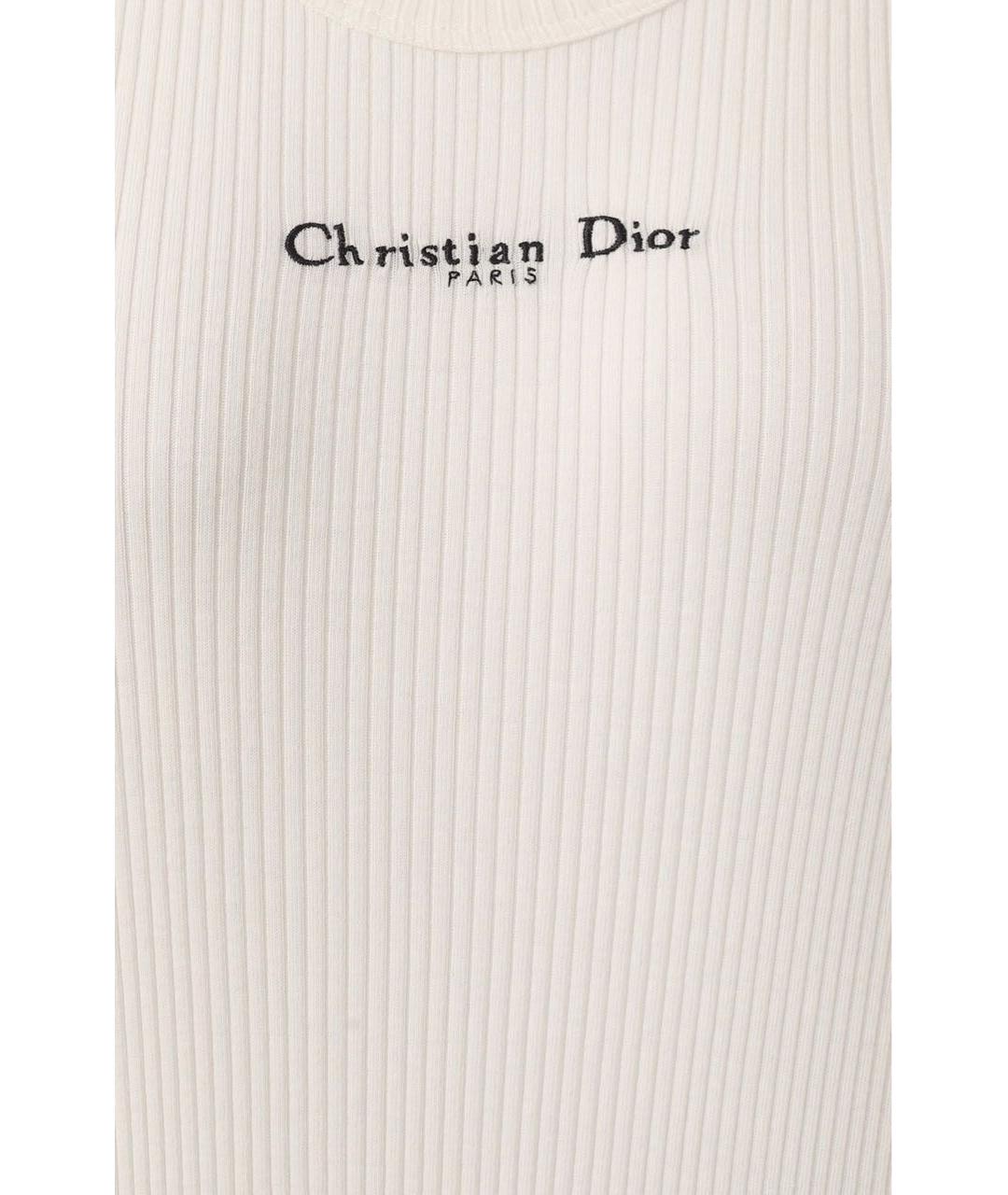 CHRISTIAN DIOR Белое хлопковое повседневное платье, фото 3