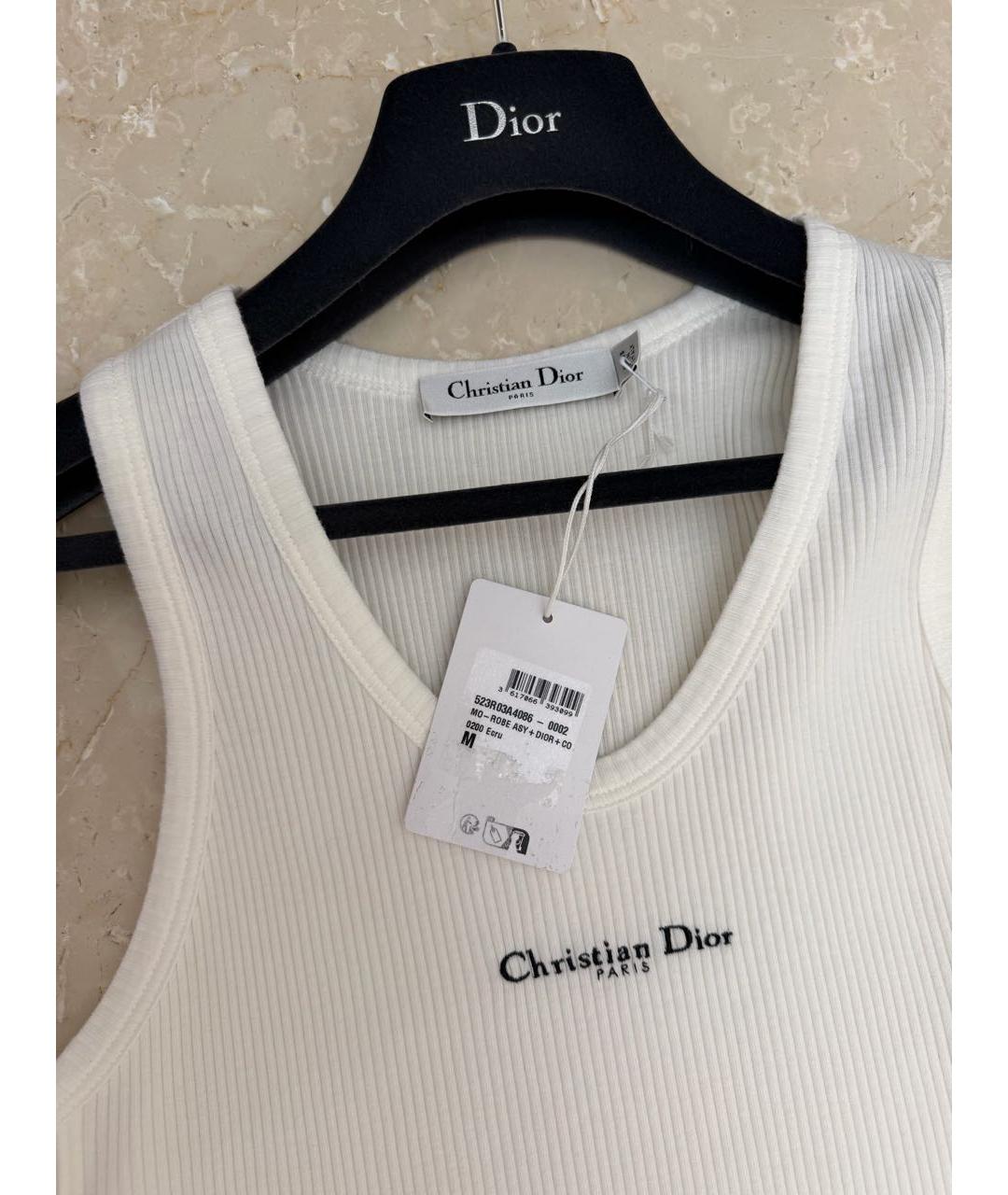 CHRISTIAN DIOR Белое хлопковое повседневное платье, фото 5
