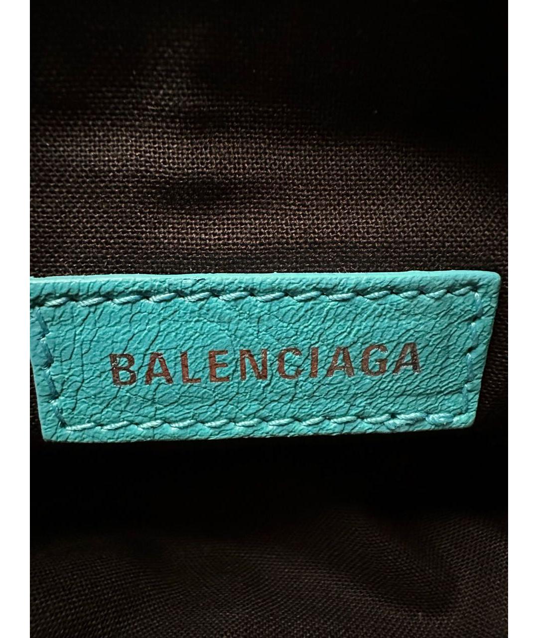 BALENCIAGA Бирюзовая кожаная сумка через плечо, фото 5