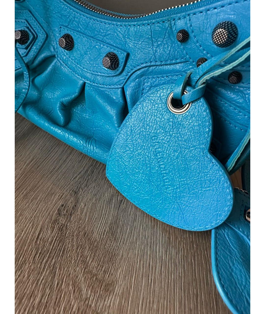 BALENCIAGA Бирюзовая кожаная сумка через плечо, фото 3