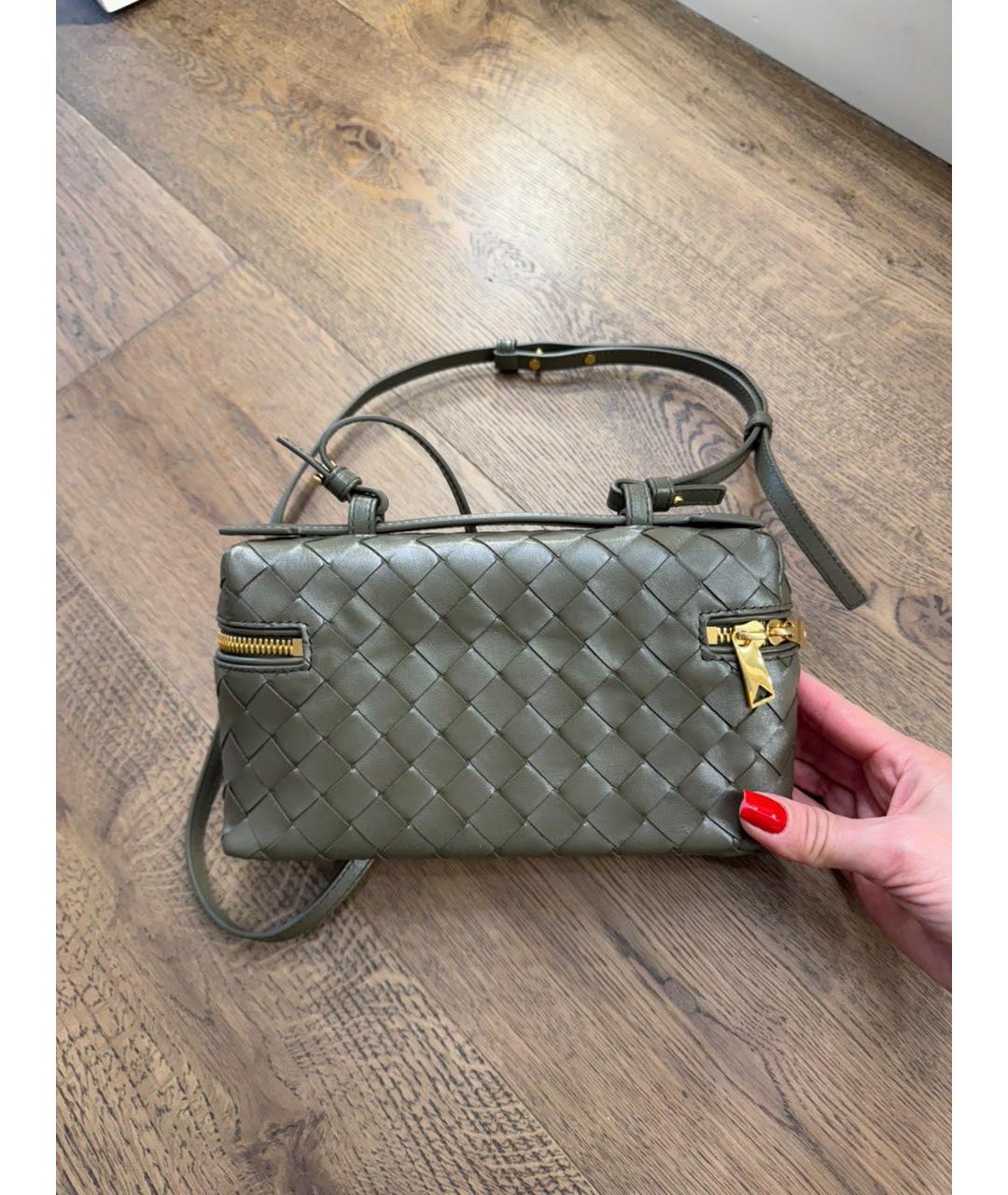 BOTTEGA VENETA Хаки кожаная сумка через плечо, фото 5
