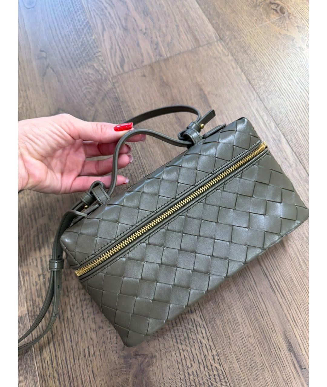 BOTTEGA VENETA Хаки кожаная сумка через плечо, фото 3