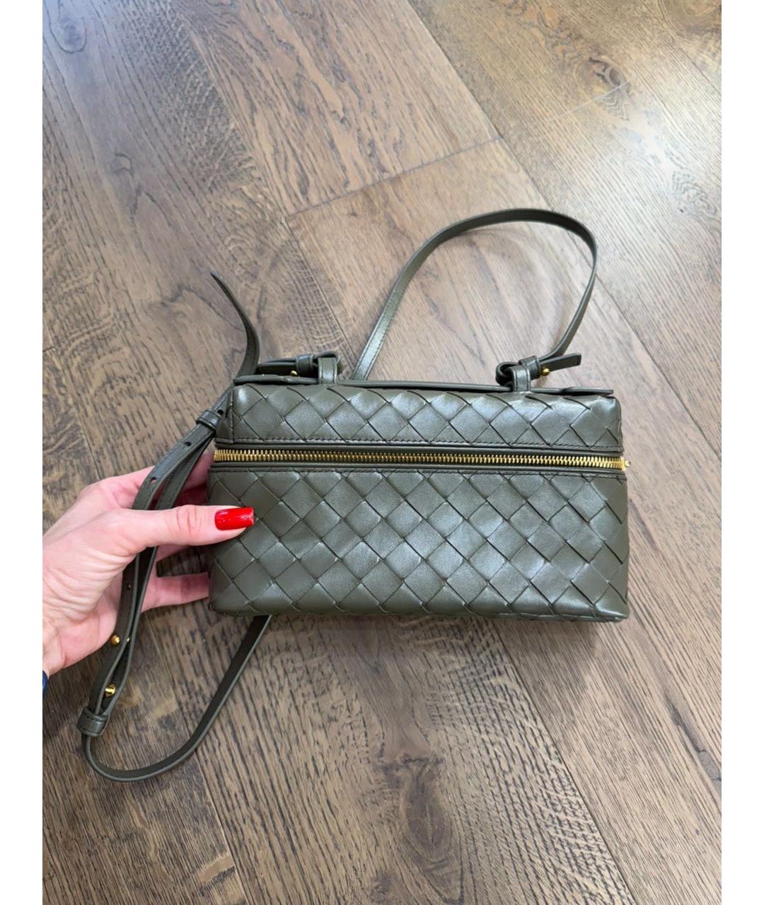 BOTTEGA VENETA Хаки кожаная сумка через плечо, фото 2