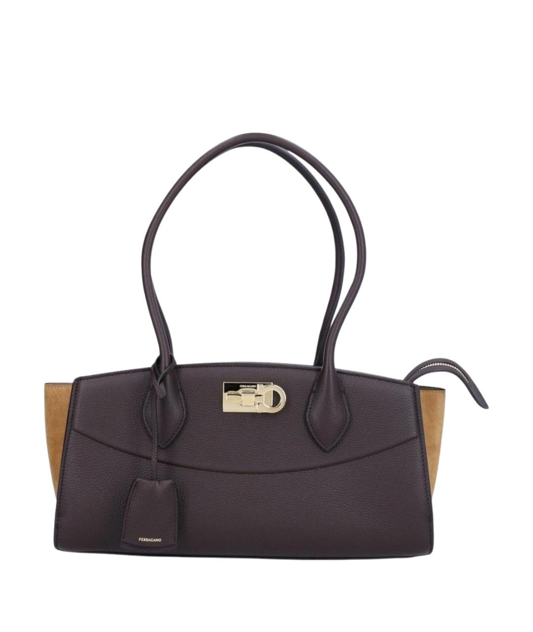 FERRAGAMO Коричневая кожаная сумка через плечо, фото 1