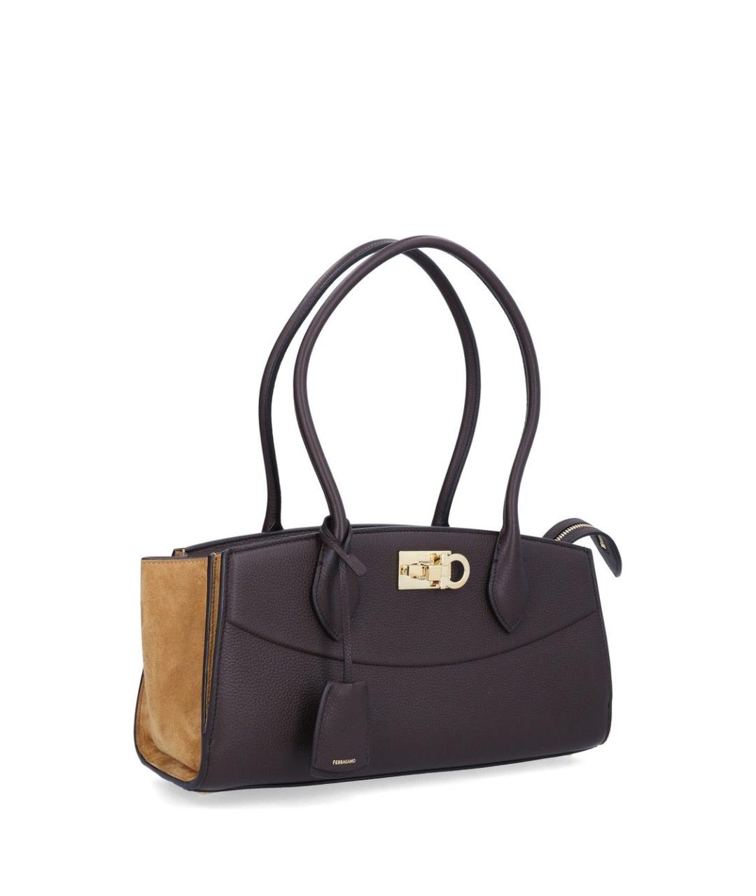 FERRAGAMO Коричневая кожаная сумка через плечо, фото 2