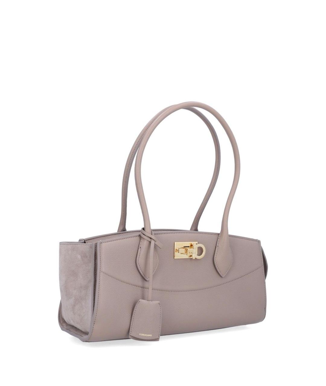 FERRAGAMO Бежевая кожаная сумка тоут, фото 2