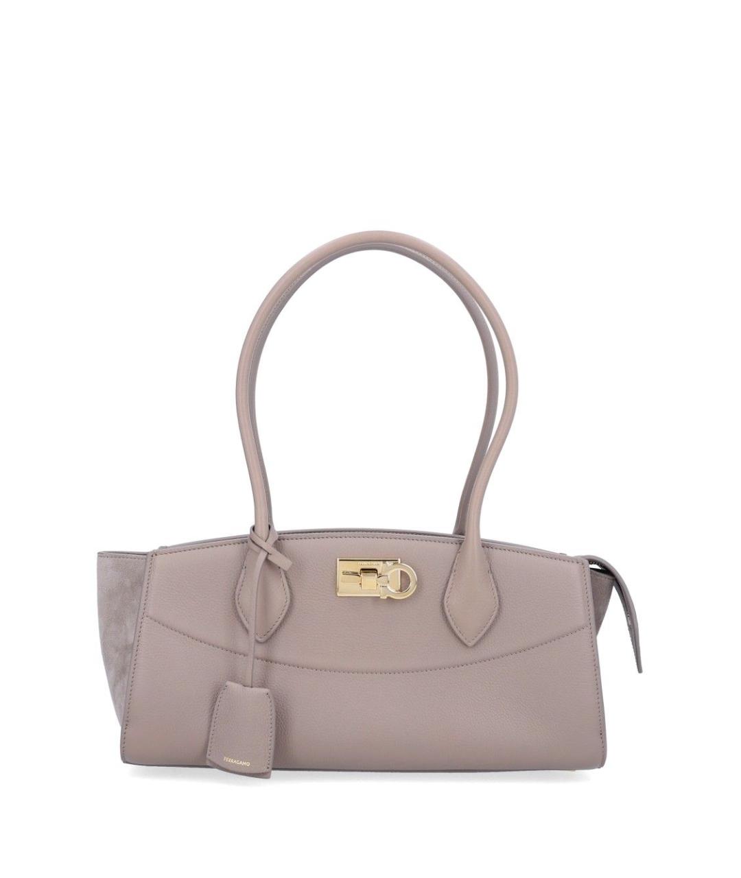 FERRAGAMO Бежевая кожаная сумка тоут, фото 1