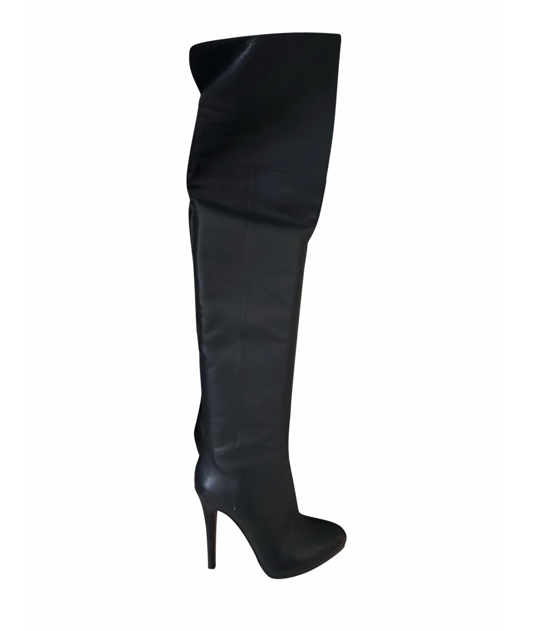 JIMMY CHOO Черные кожаные ботфорты, фото 1
