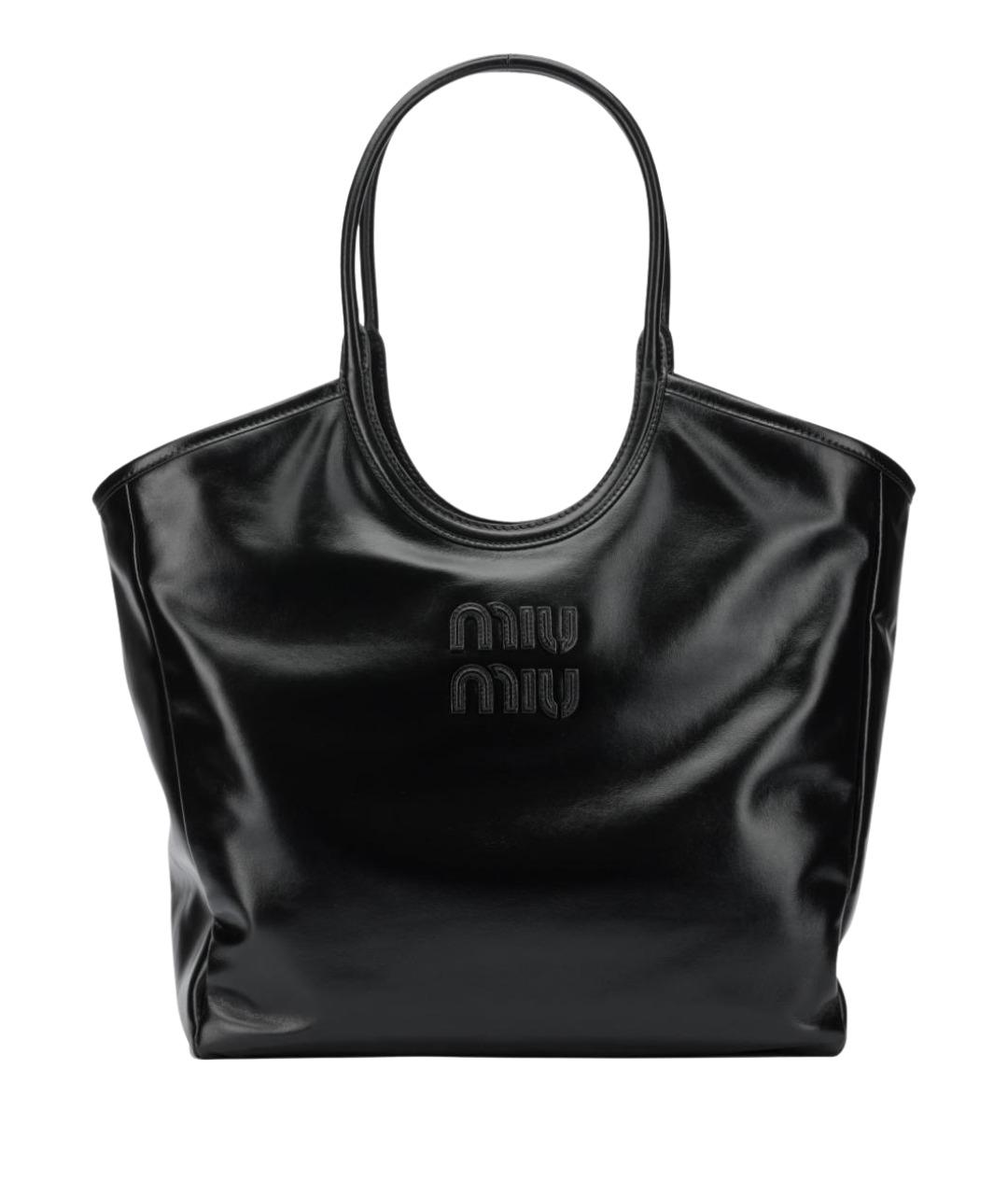 MIU MIU Черная кожаная сумка тоут, фото 1