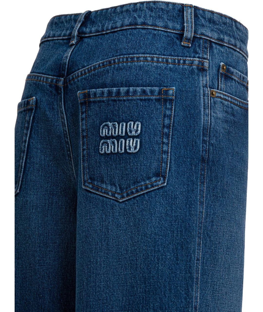 MIU MIU Синие хлопковые прямые джинсы, фото 4