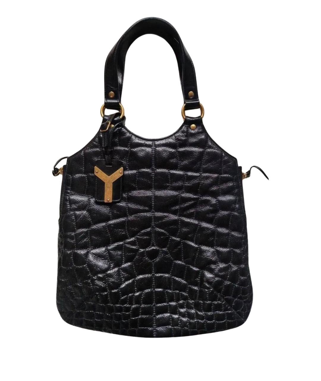 SAINT LAURENT Черная кожаная сумка тоут, фото 1