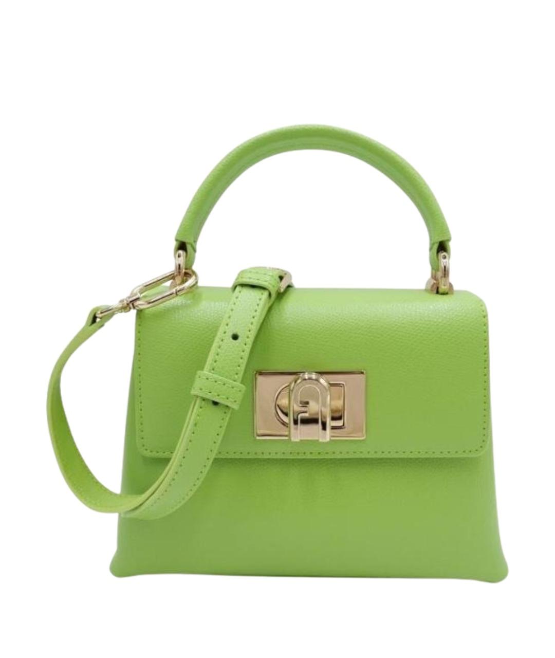 FURLA Зеленая кожаная сумка через плечо, фото 1