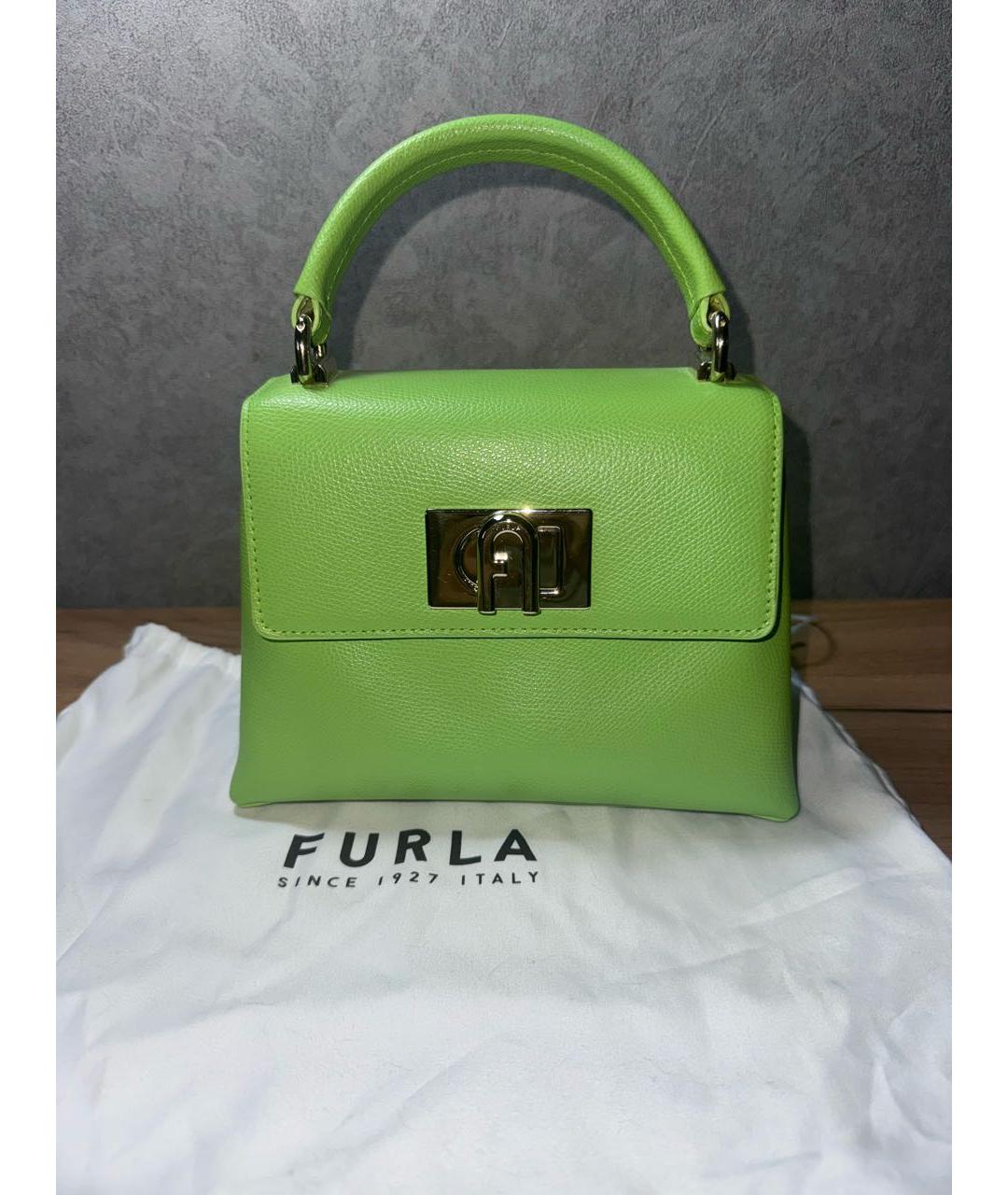FURLA Зеленая кожаная сумка через плечо, фото 2