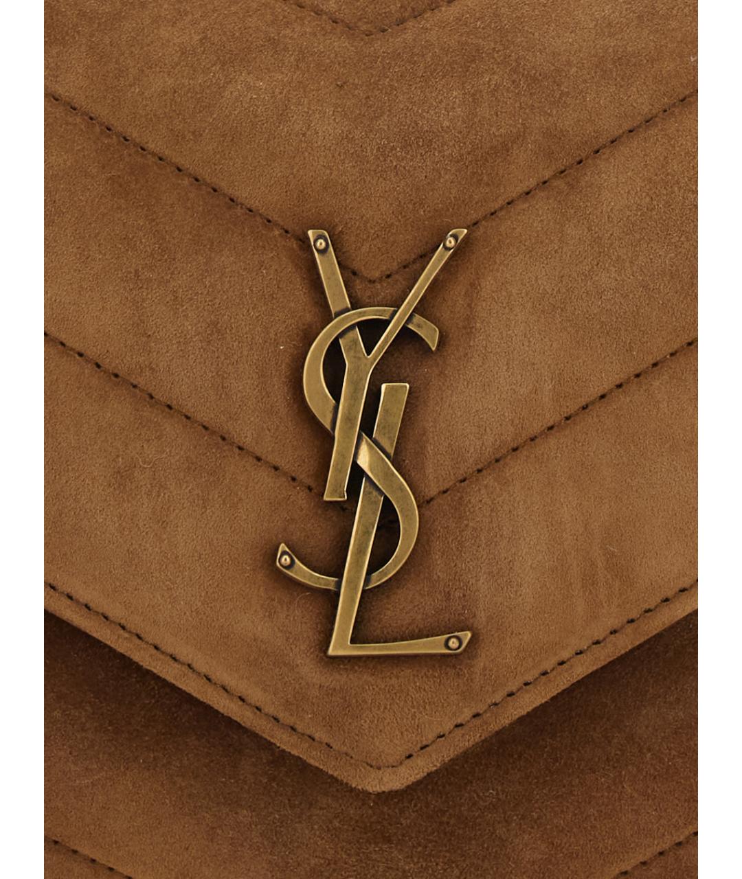 SAINT LAURENT Коричневая замшевая сумка через плечо, фото 3