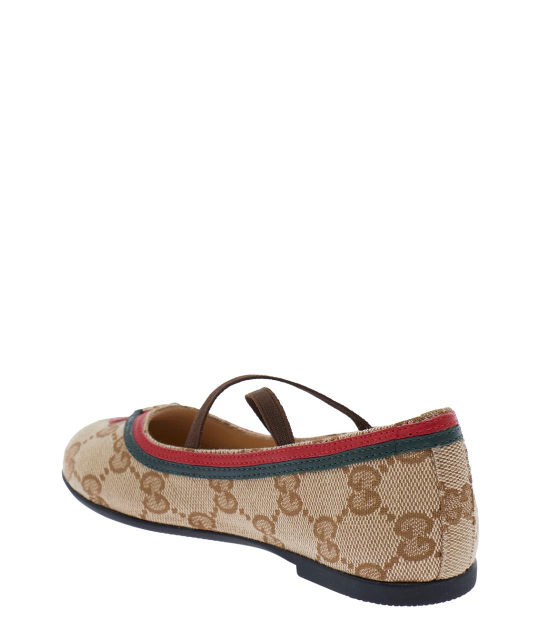GUCCI Бежевые текстильные балетки, фото 3