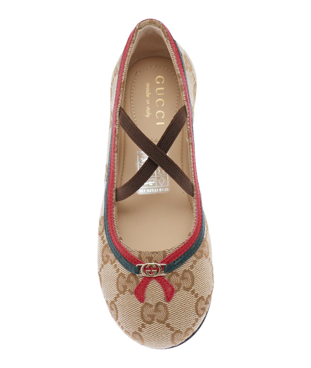 GUCCI Бежевые текстильные балетки, фото 4