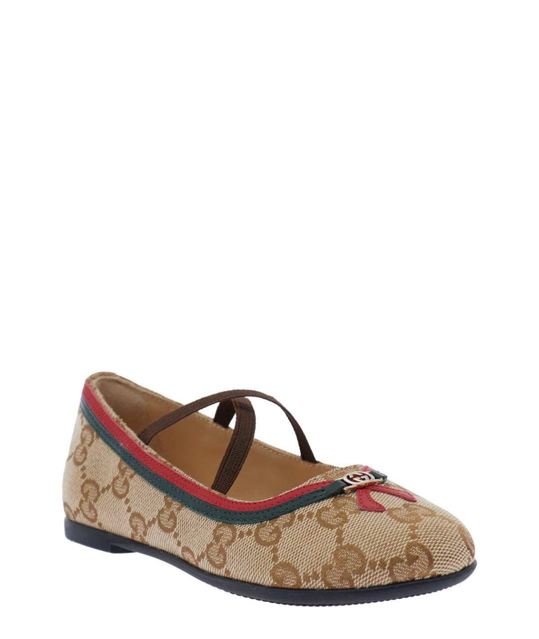 GUCCI Бежевые текстильные балетки, фото 2