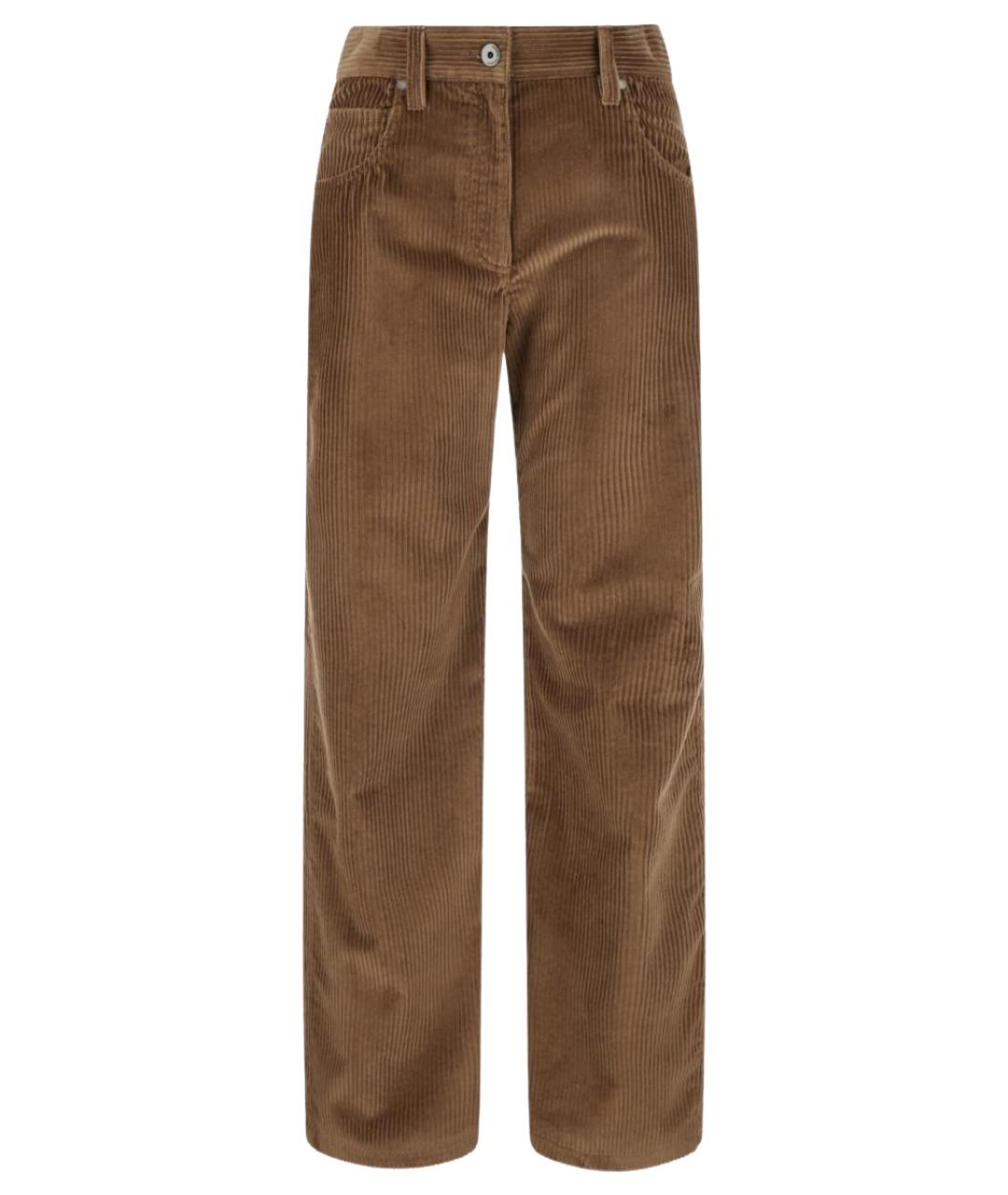 BRUNELLO CUCINELLI Коричневые хлопковые прямые брюки, фото 1