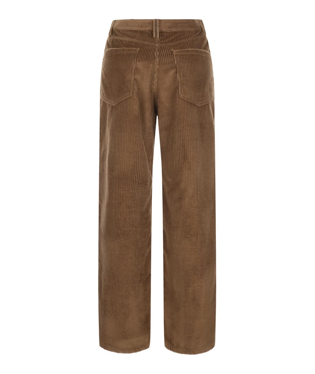 BRUNELLO CUCINELLI Коричневые хлопковые прямые брюки, фото 2