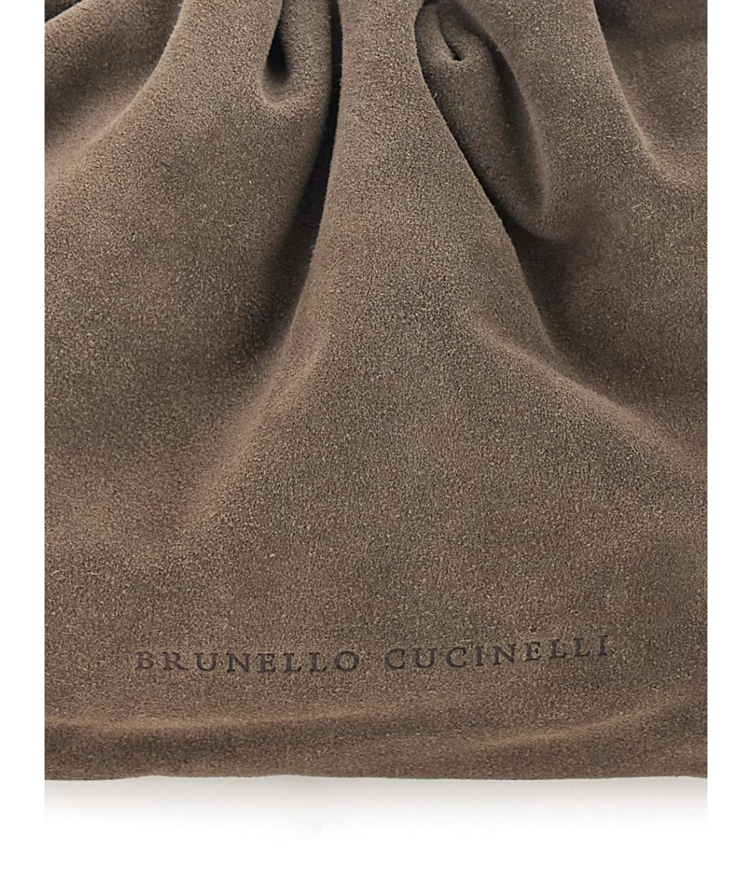 BRUNELLO CUCINELLI Коричневая замшевая сумка через плечо, фото 3