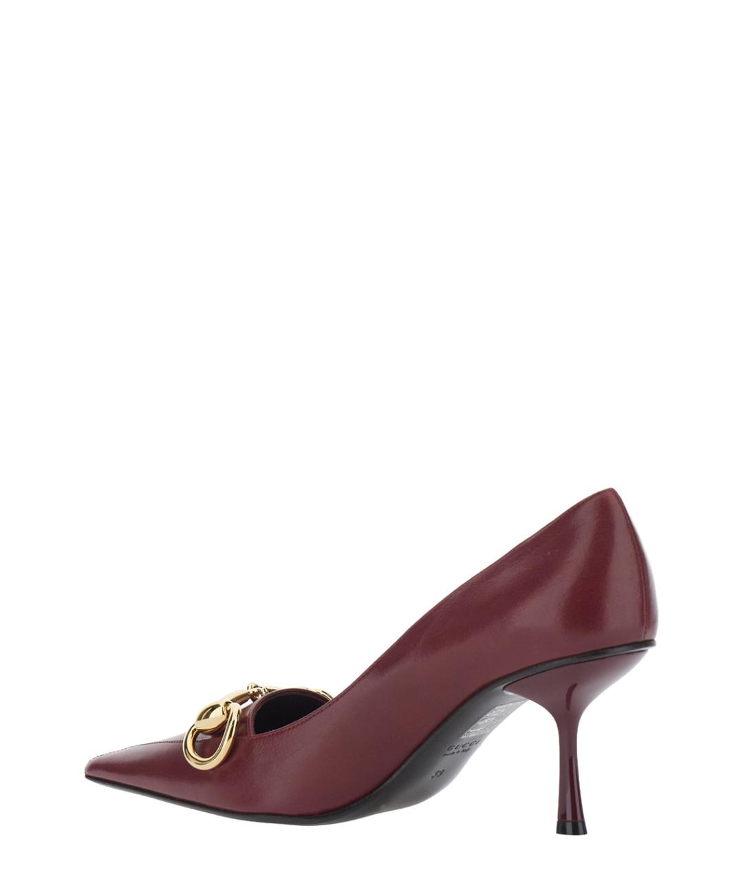 GUCCI Бордовые кожаные туфли, фото 3