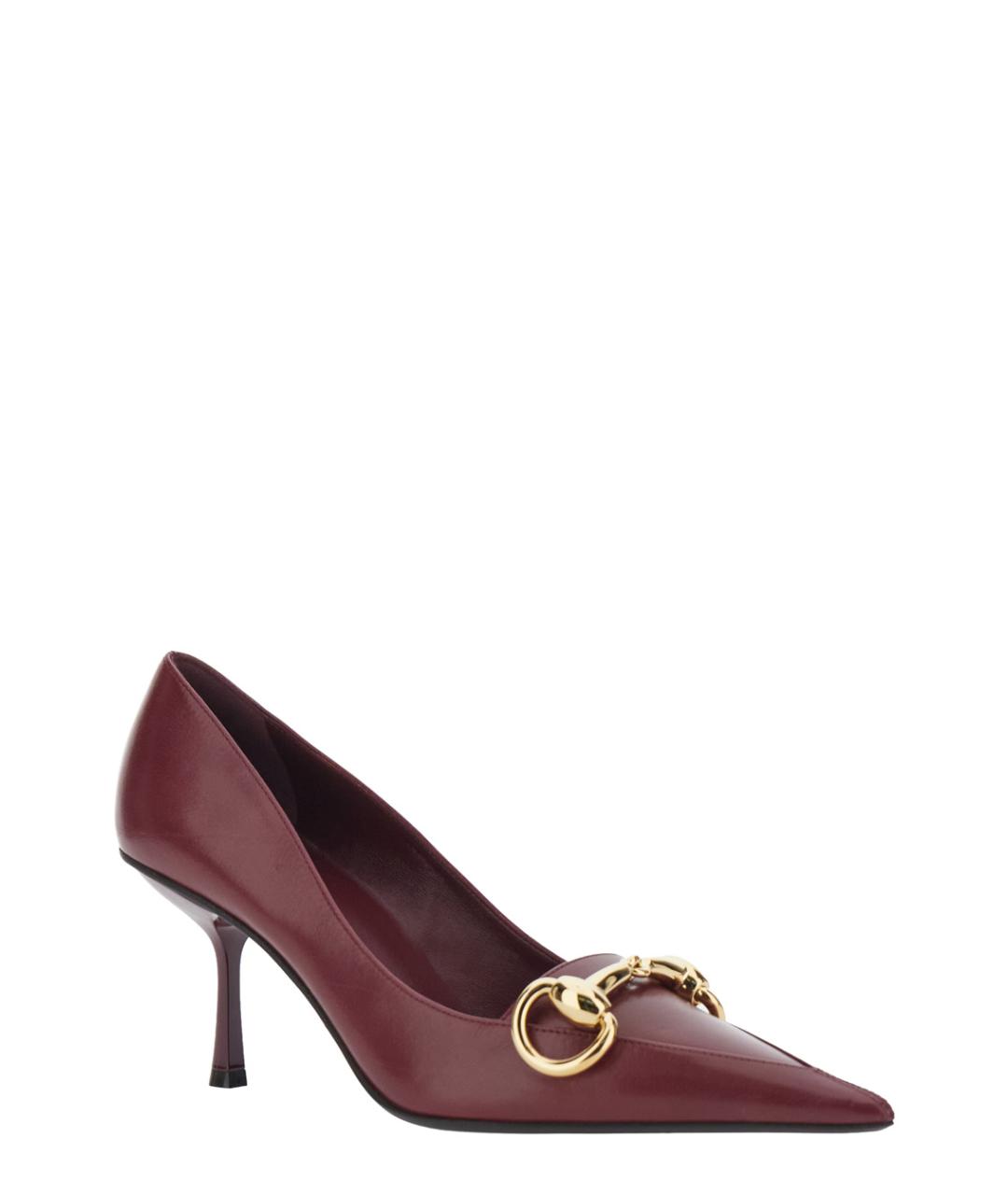 GUCCI Бордовые кожаные туфли, фото 2