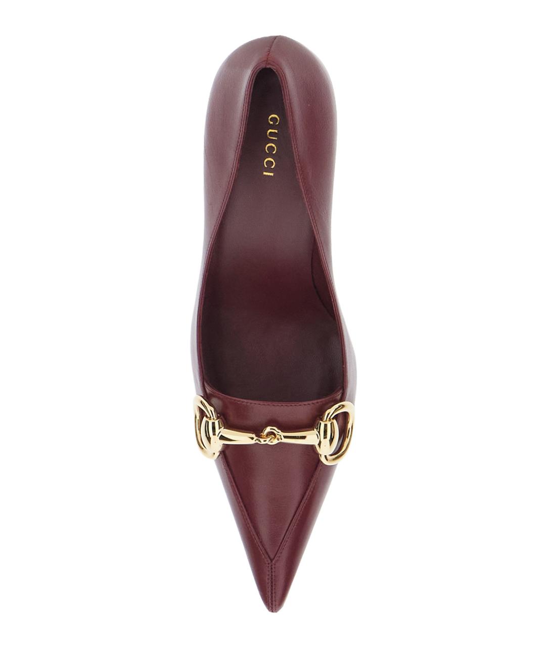 GUCCI Бордовые кожаные туфли, фото 4