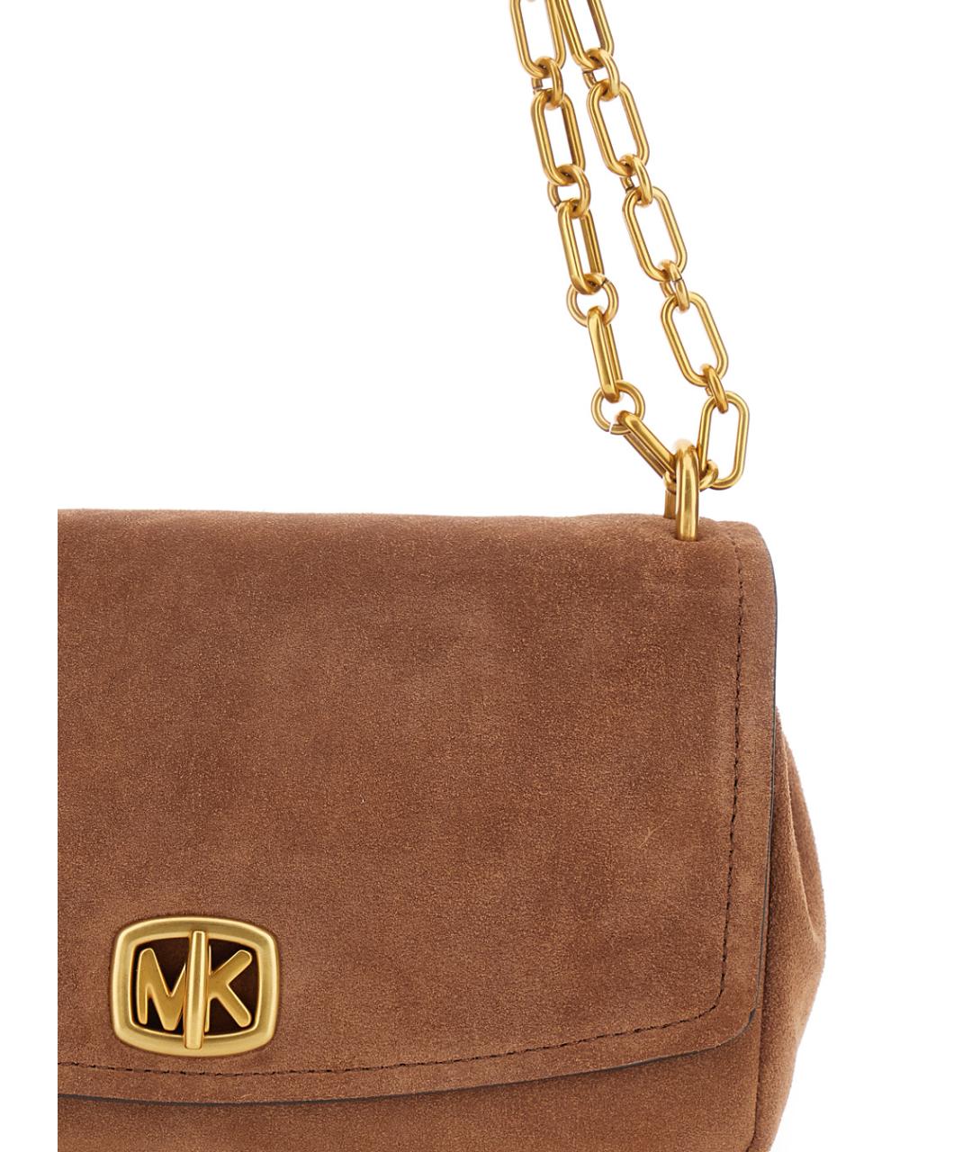 MICHAEL MICHAEL KORS Коричневая замшевая сумка через плечо, фото 3