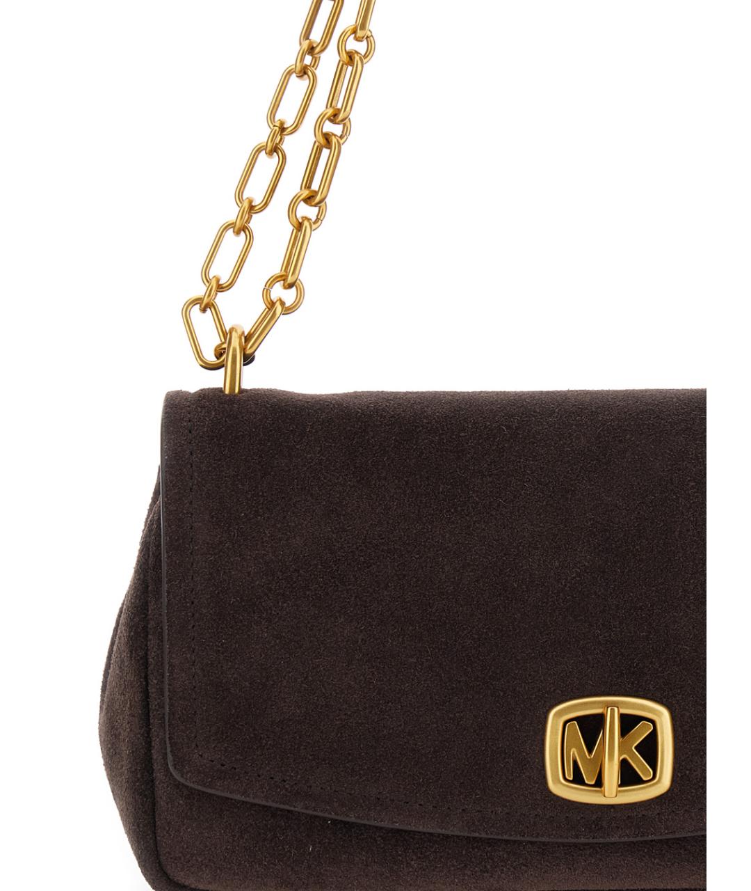 MICHAEL MICHAEL KORS Коричневая замшевая сумка через плечо, фото 3
