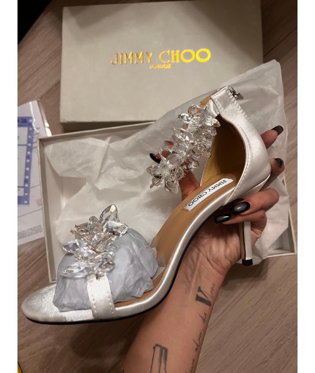 JIMMY CHOO Белые босоножки, фото 3