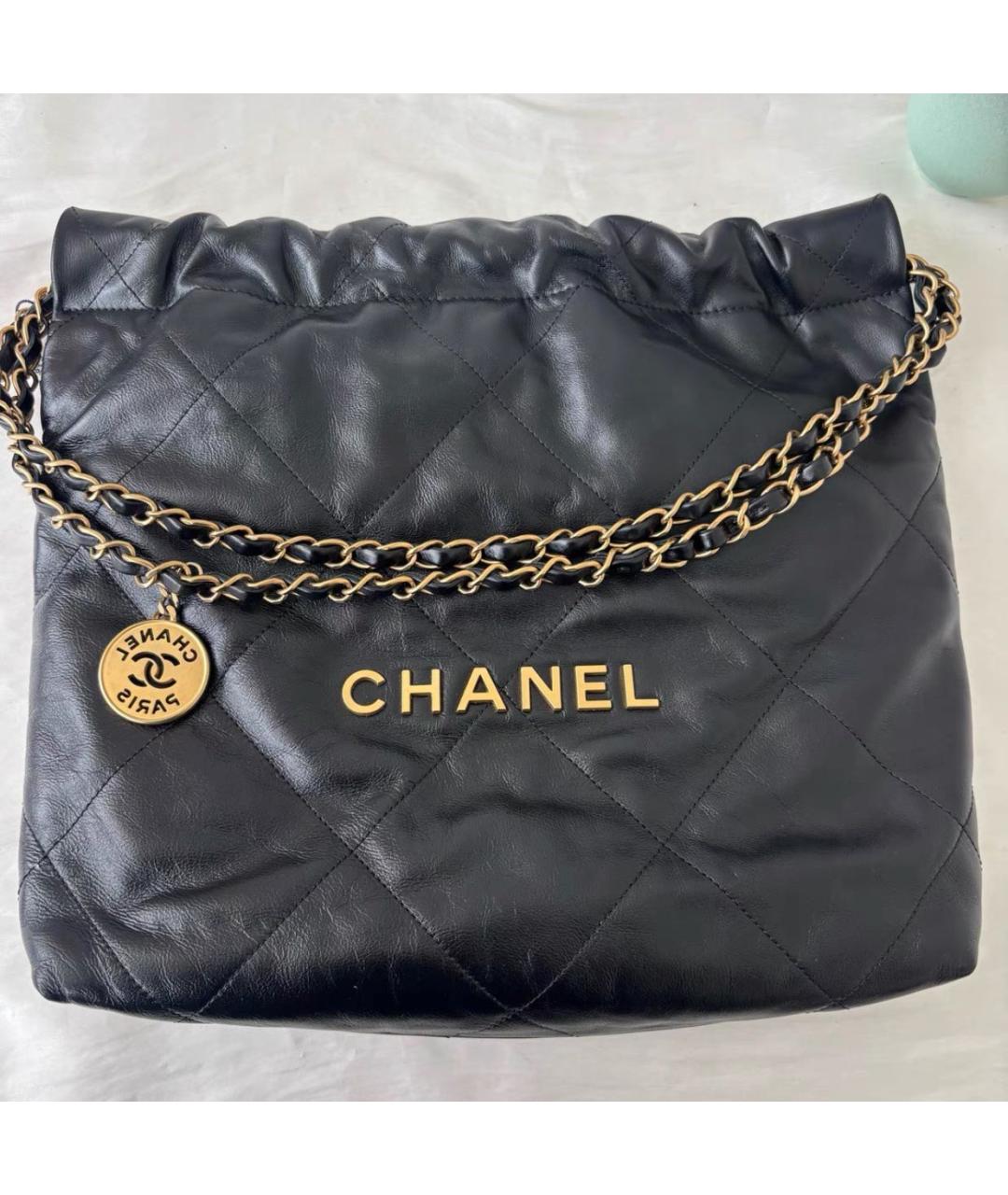 CHANEL Черная кожаная сумка тоут, фото 6