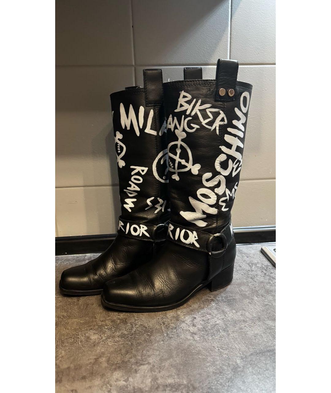 MOSCHINO Черные кожаные сапоги, фото 7