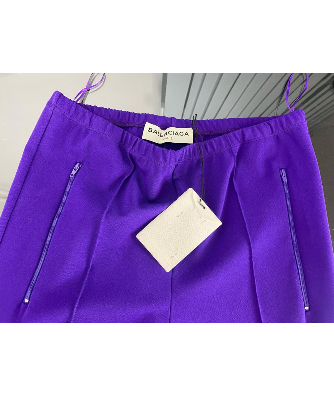 BALENCIAGA Фиолетовые вискозные брюки узкие, фото 3