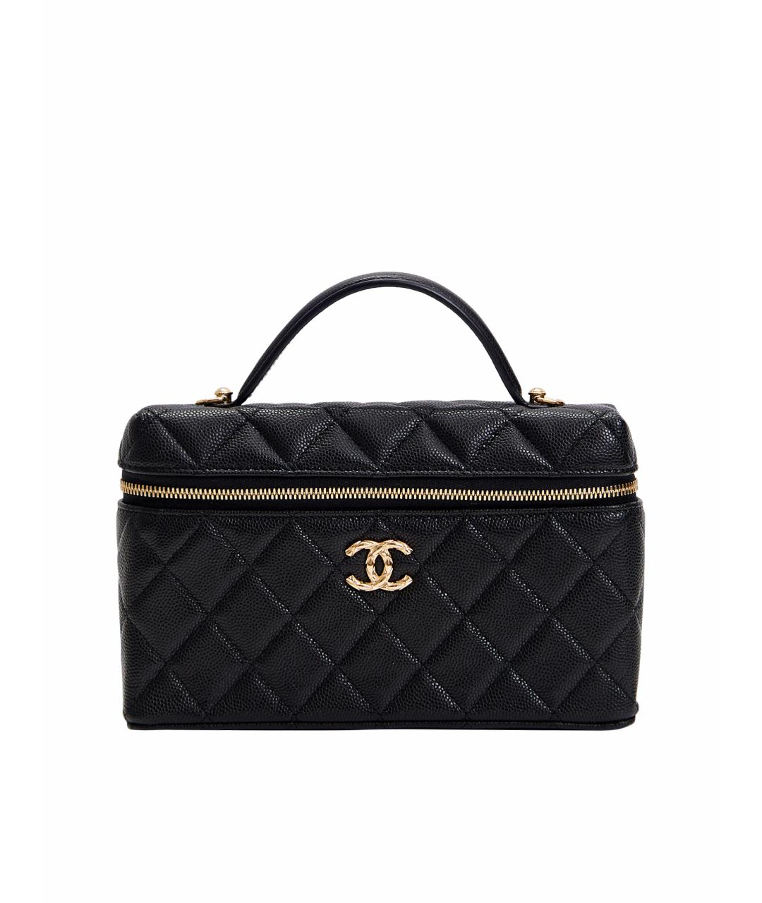 CHANEL Черная кожаная сумка с короткими ручками, фото 1